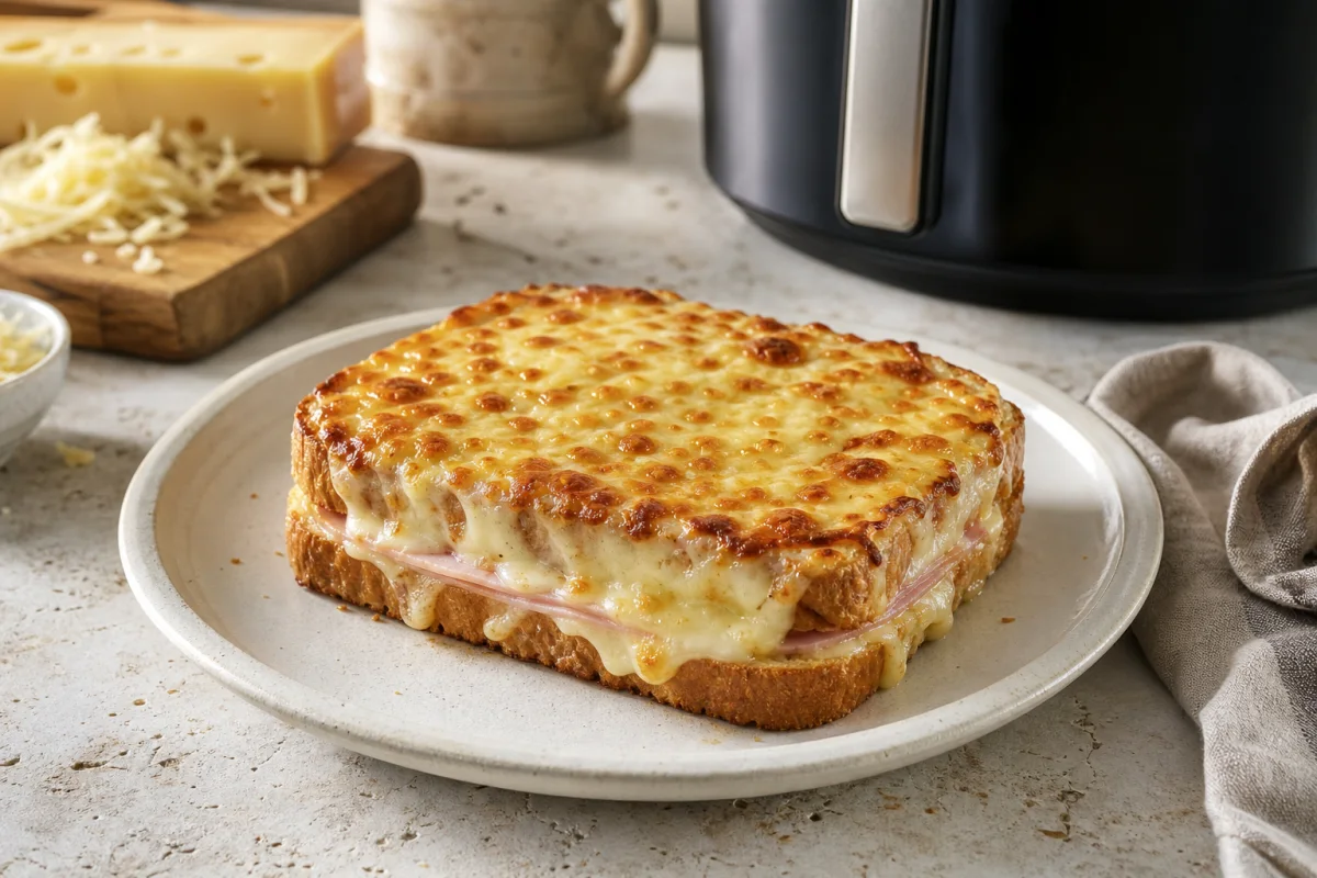 Croque-monsieur classique au Air Fryer (pain doré et fromage gratiné)